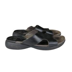 Dansko Slip-on Sandals Black Leather Dressy EU 40 Open Toe Wedge Womens‎ Size 10